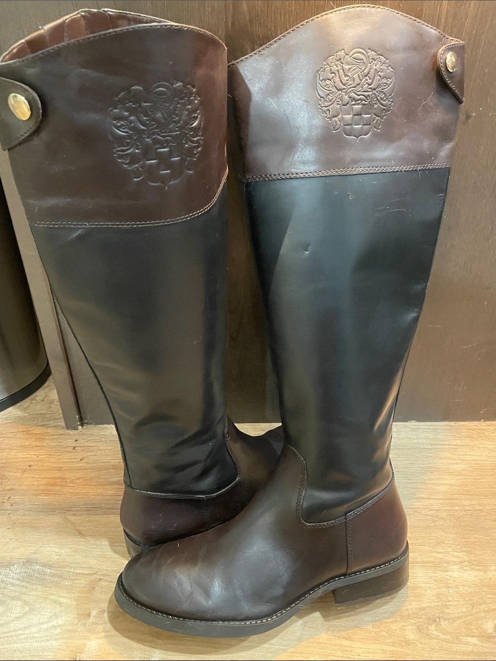 Vince Camuto Women’s Black & Brown Leather Riding Boot